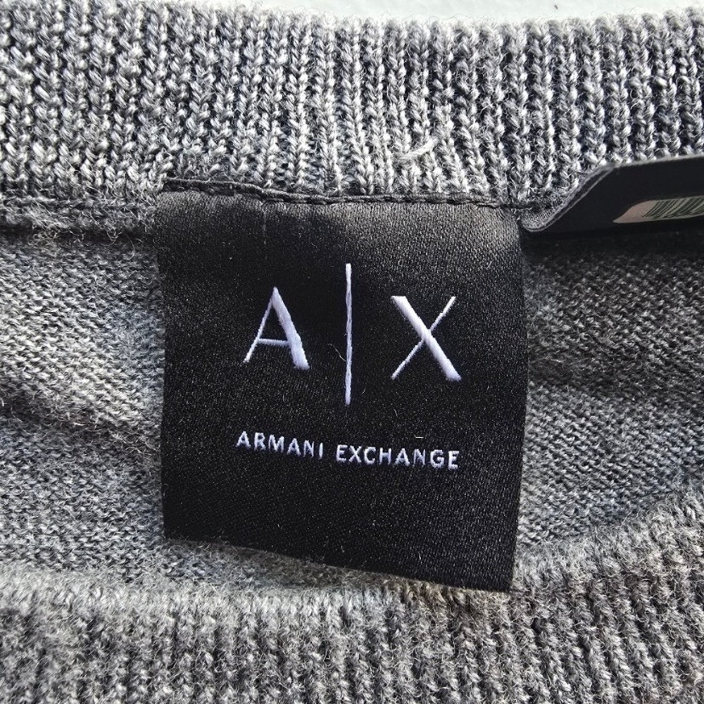 Armani Exchange Mens Colorblock Wool Blend Crewneck Sweater Grey Blue XS 6YZM2R - Picture 4 of 16